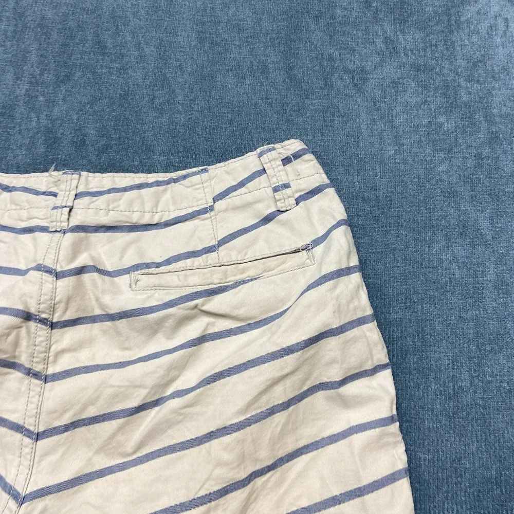 Aeropostale Chino Shorts Mens 32 Blue White Striped Cotton Summer Flat Front